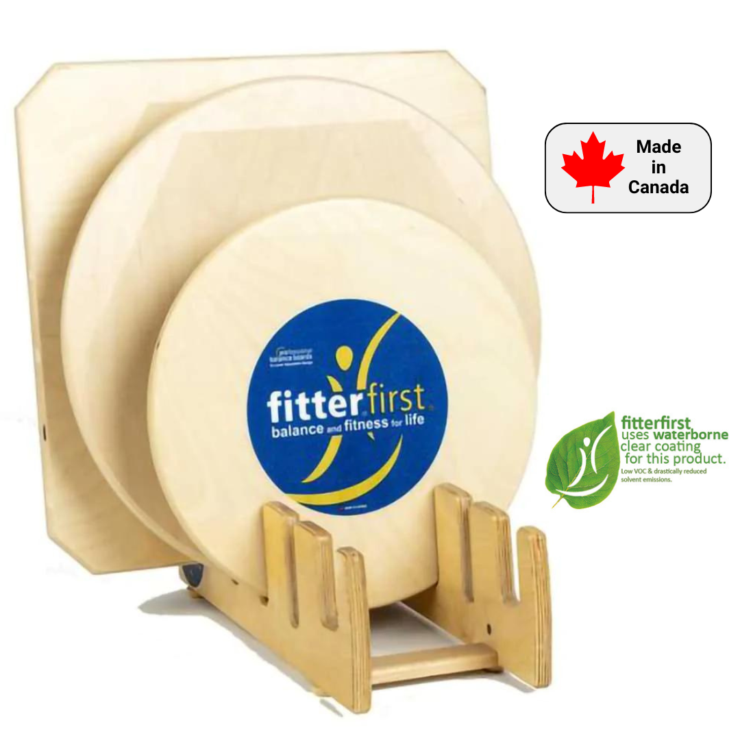 Fitterfirst Balance Board Kit for clubs and clinics, Fitterfirst Professional Balance Boards, Fitterfirst Professional Rocker Board for rehab and athletic training, premium Made In Canada Balance Board Kit