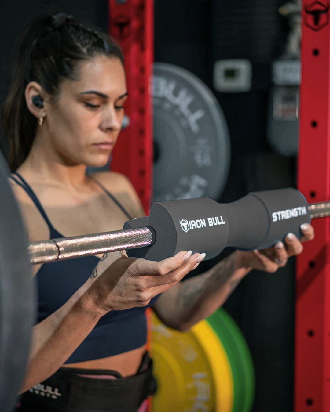 Iron Bull foam barbell pad in black, ships from Calgary AB