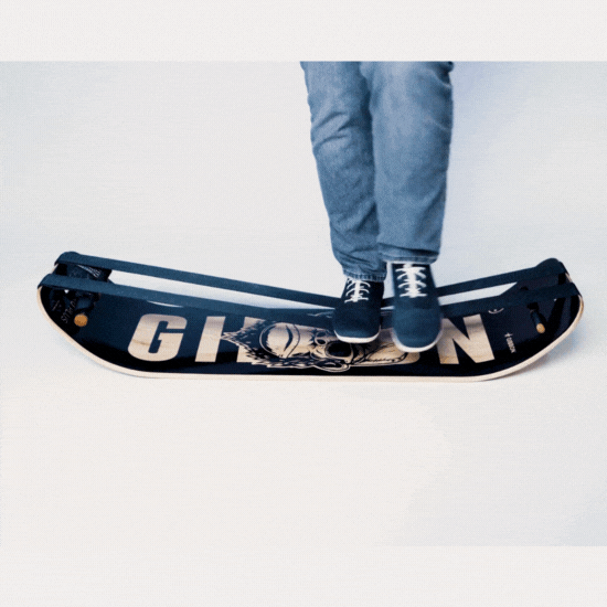Caesar Plus SlackBoard in two line configuration with person performing step over balances