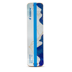 Gibbon Slackboard with blue strap and blue and white mountain design on a white background