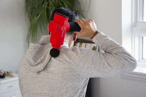 percussion massager for backs, percussion massager for traps, massage gun for shoulders and back, Power Plate Massager