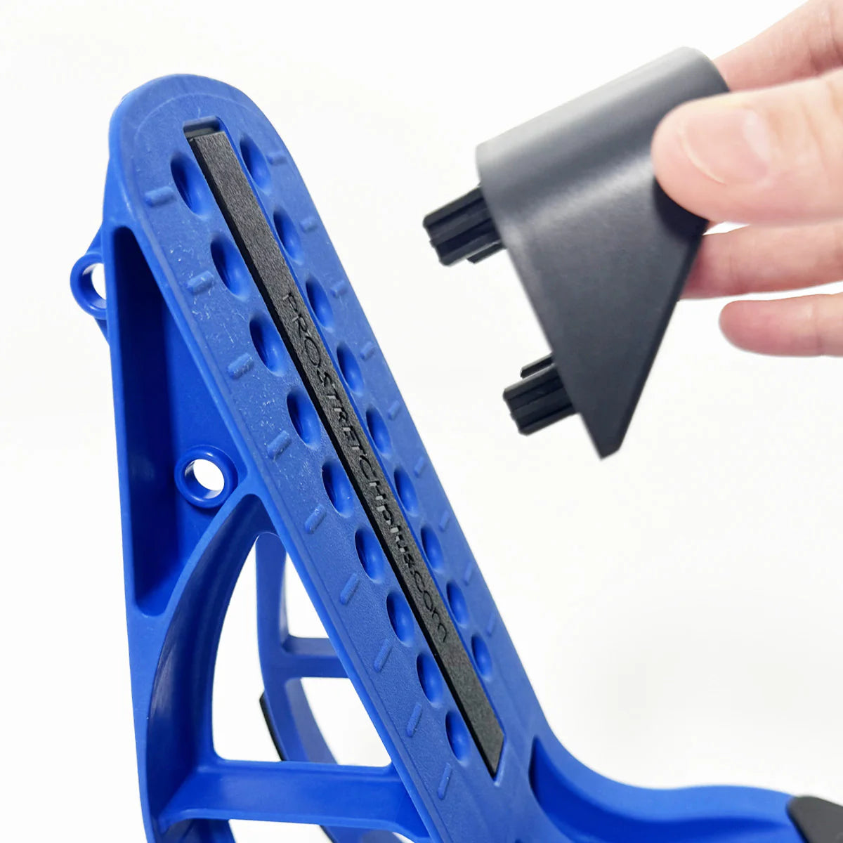 adjustable heel rest allows up to shoe size 14, comes with stretching guide ProStretch Plus