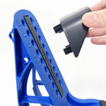 adjustable heel rest allows up to shoe size 14, comes with stretching guide ProStretch Plus