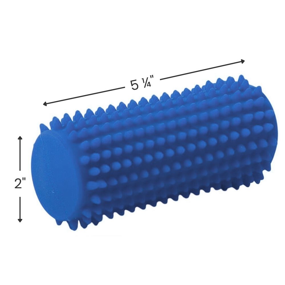small blue textured roller for myofascial release and self massage post workout, made in Germany, ships from Calgary Alberta