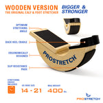 Wooden Stretching device designed for US shoe sizes 14-21 with a max weight of 400lbs