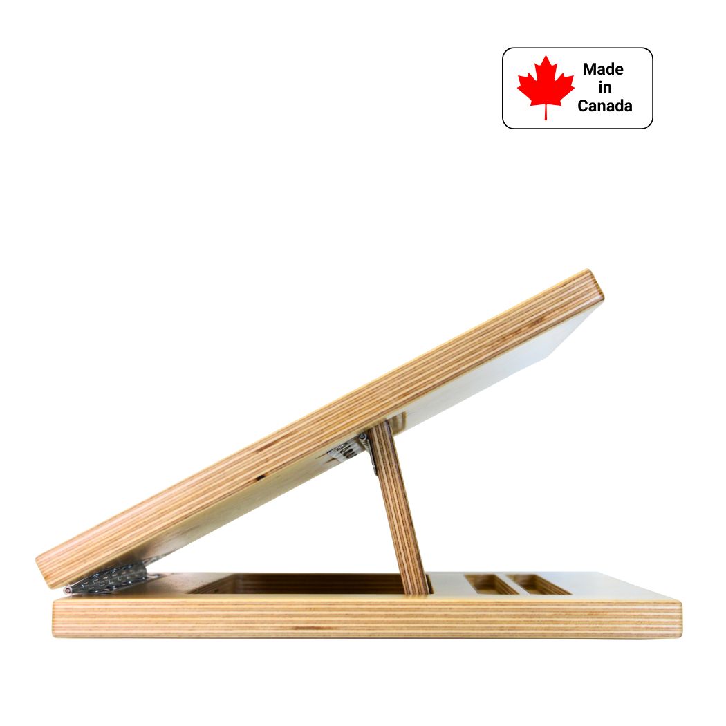 Wooden Made in Canada Slant board set at 26 degrees for calf stretches, ships from Calgary Alberta