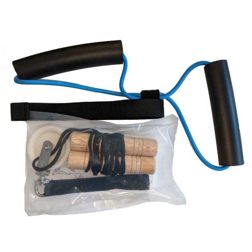 shoulder roller kit including light resistance band toner and shoulder pulley to gently increase range of motion after frozen shoulder or shoulder injury