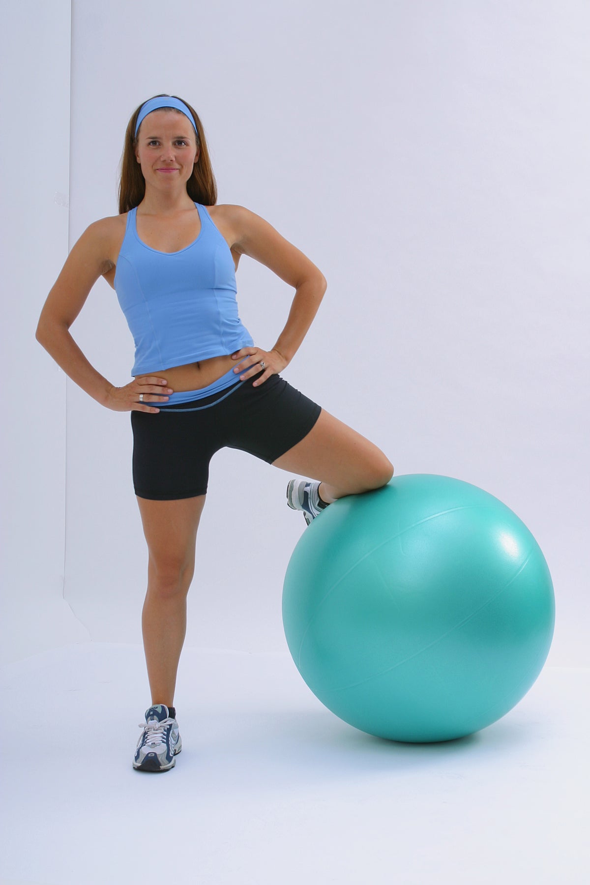 single leg side lunge on exercise ball, premium quality swiss ball ships from Canada