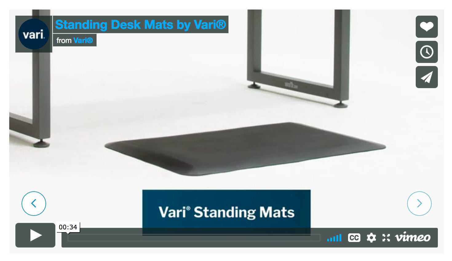 Vari Standing Mat 34x22 (VariDesk) - Anti Fatigue Mat for Standing Desk -  Cushioned Standing Desk Mat for Home & Kitchen - Floor Mat for Home, Office